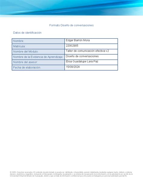 EA5 Edgar Barron Diseño Formato Diseño de conversaciones Datos de