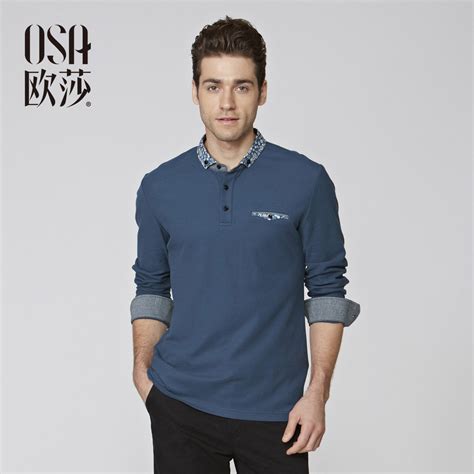 Osa2013冬装新款男装长袖polo衫普蓝色简约翻领休闲t恤mt34335osa卿衣落专卖店