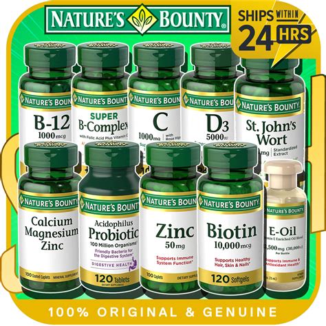 Nature S Bounty Calcium Magnesium Zinc Probiotic Iron Biotin Vitamin B