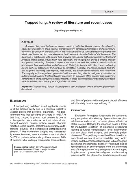 (PDF) Trapped lung: a review of literature and recent cases