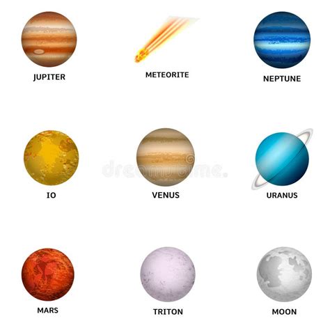 Sistema Del Icono De Los Planetas Estilo Realista Ilustraci N Del