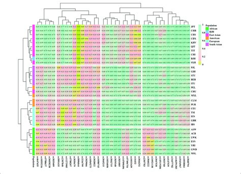 The Heat Map Of Insertion Allele Frequencies Of 38 Aidips Among The