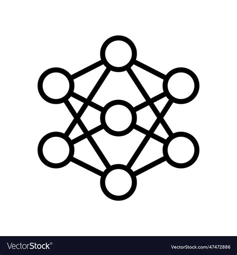 Neural network icon in outline style Royalty Free Vector