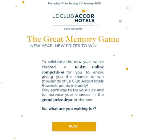 Le Club AccorHotels Great Memory Game Promotion: Win 100,000 Points