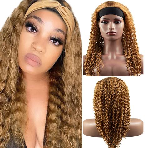 16 Inch 27 Blonde Headband Wigs Human Hair Blonde Wig