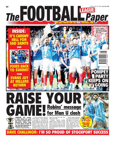 The Football League Paper Magazine Subscriptions And 21st April 2024