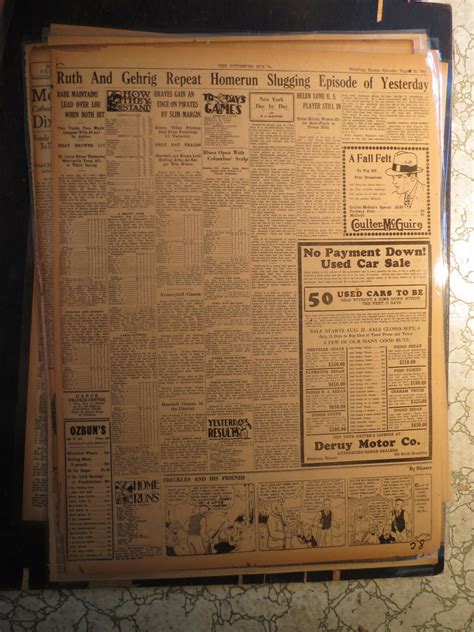 Baseball Babe Ruth Newspaper History 1931 RUTH GEHRIG REPEAT HOMERUN