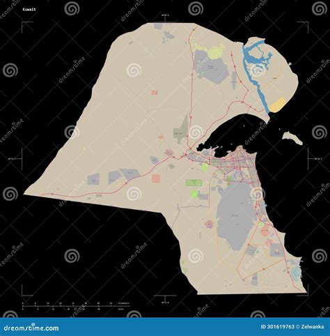 Kuwait Shape On Black Topo Standard Stock Illustration Illustration