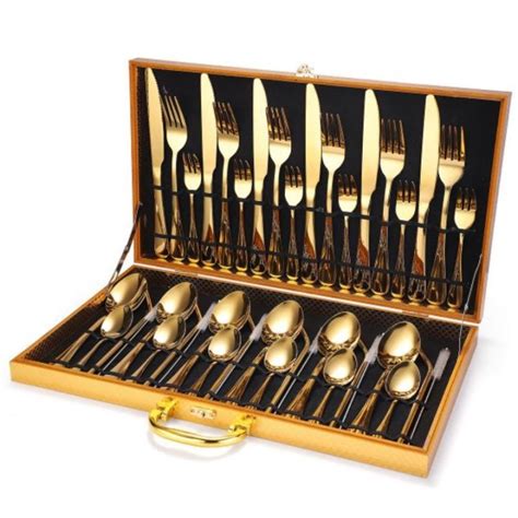 Cutlery Set Box Hitam Premium Isi Pcs Sendok Garpu Sendok Teh Pisau