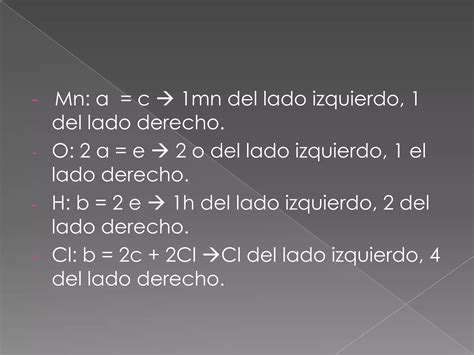 Balanceo De Ecuaciones Por M Todo Algebraico Ppt