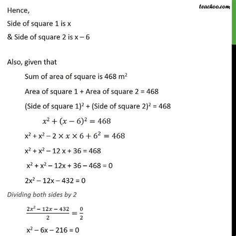 Question Sum Of The Areas Of Two Squares Is M