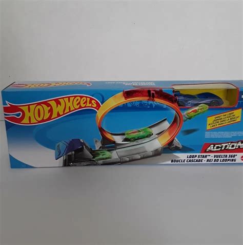 Mattel Hot Wheels Loop Star Launcher Play Set Blue Race Car And Loop