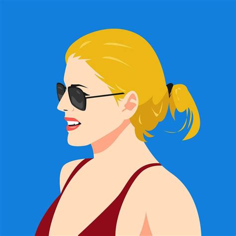 Portrait Of Ponytailed Blonde Woman In Bikini And Sunglasses Side View Summer Concept Beach