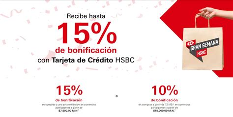 Gran Semana HSBC hasta 15 de bonificación en tiendas participantes