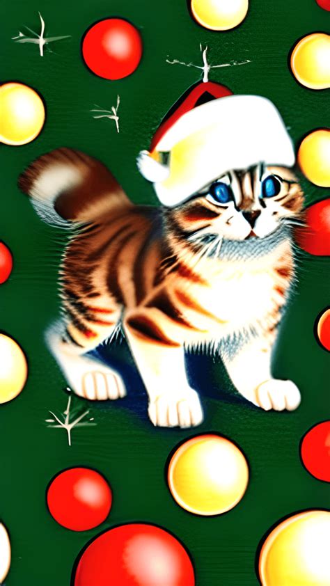 Airbrushed Playful Christmas Kittens With Ornaments · Creative Fabrica