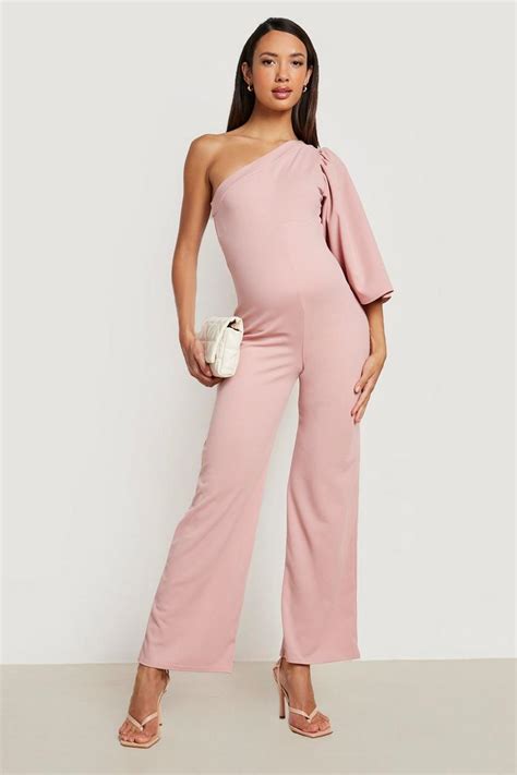 Maternity One Shoulder Wide Leg Jumpsuit Boohoo Uk