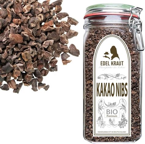 Kakao Nibs BIO 700g im Premium Glas | EDEL KRAUT - 100% naturreine rohe ...