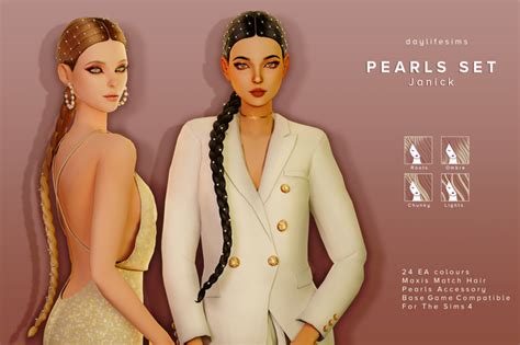 PEARLS HAIR SET Janick Daylife Sims Sims Hair Sims Sims 4