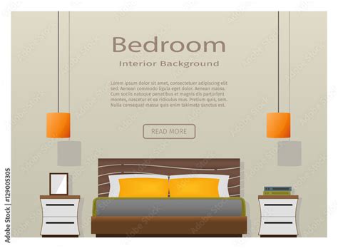 Web design banner of modern bedroom interior with furniture. Stock ...