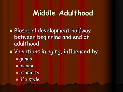 Ppt Life Span Development Middle Adulthood Biosocial Development