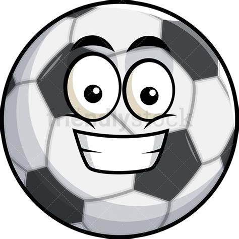 Grinning Soccer Ball Emoji Cartoon Clipart Vector - FriendlyStock