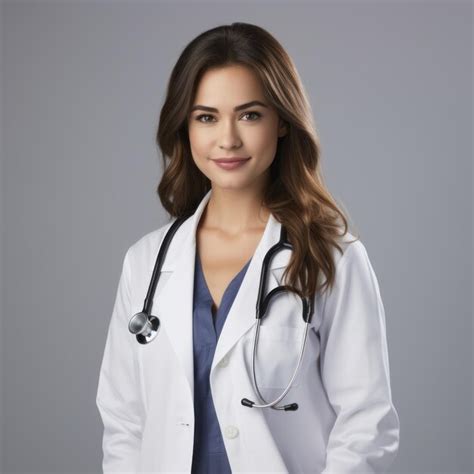 A Woman Wearing A White Lab Coat With A Stethoscope On Her Neck