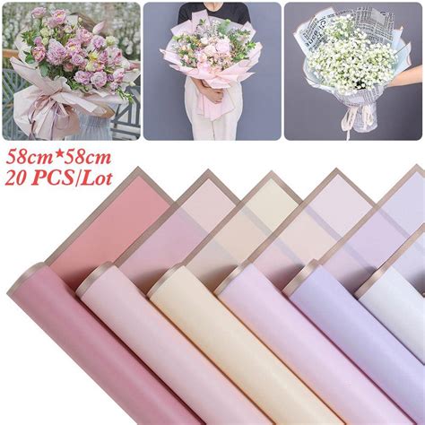 Sheets Matte Flower Wrapping Paper Florist Bouquet Jelly Film