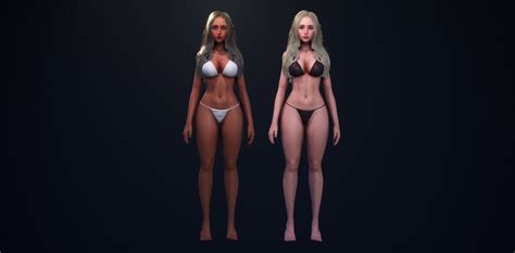 D Model Bikini Girl Customizable Modular Game Ready Character Vr