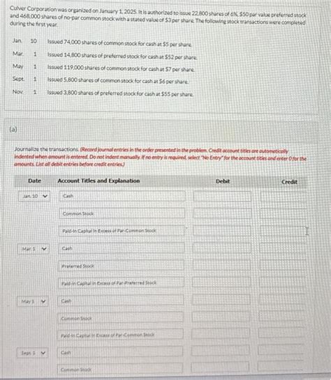 Solved Culver Corporation Was Organized On January Chegg