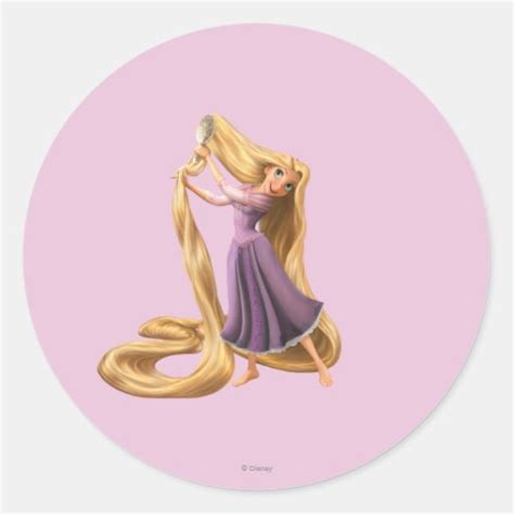 Rapunzel Brushing Hair 2 Classic Round Sticker | Zazzle