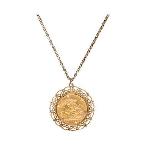 Ct Gold Mounted Full Sovereign Gold Chain