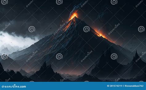 Mount Doom Volcano In Mordor Stock Illustration | CartoonDealer.com ...