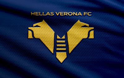 Download Hellas Verona FC fabric logo, 4k, violet fabric background ...