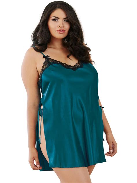 Sexy Full Figure Plus Size Satin Charmeuse Chemise Lingerie EBay