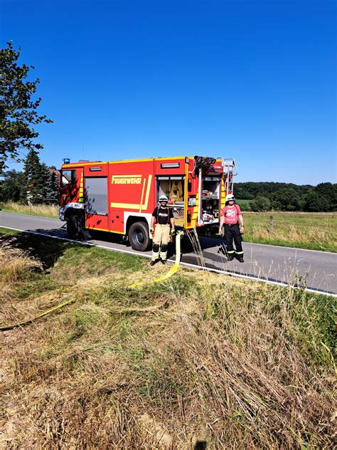 Feuer Fl Che Wald Ber Rtliche Hilfe Freiwillige Feuerwehr Barntrup