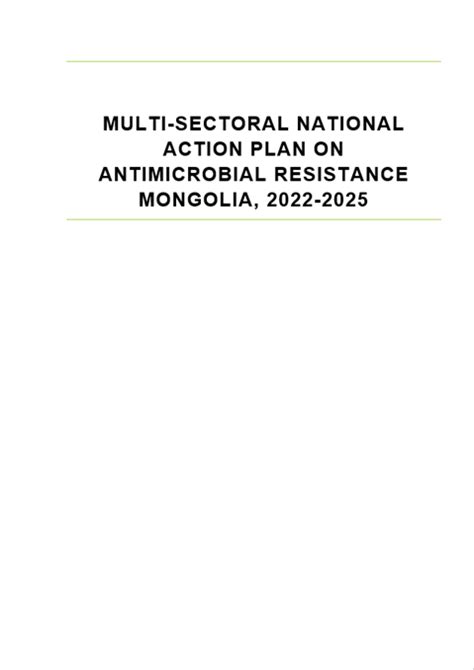 Mongolia Second Multisectoral National Action Plan On Antimicrobial