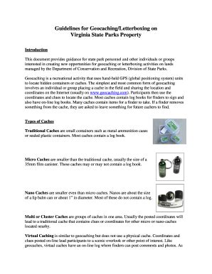 Fillable Online Dcr Virginia Geo Caching Guidelines Department Of