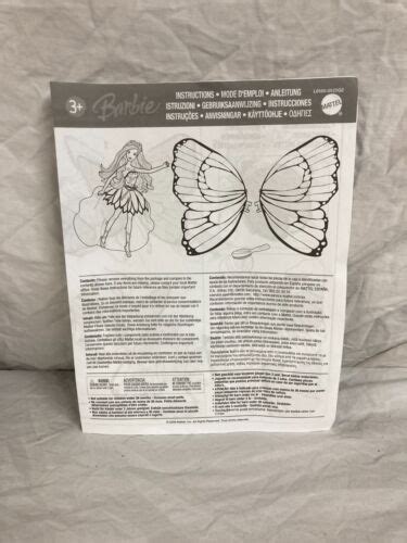 Mattel Barbie Butterfly Fairy Magic Wings Mariposa Directions Only