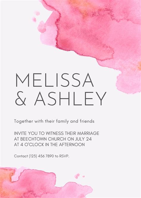 Watercolor Wedding Invitations Free Templates