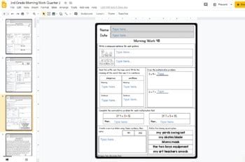 Third Grade Morning Work Nd Quarter Elementary Nest