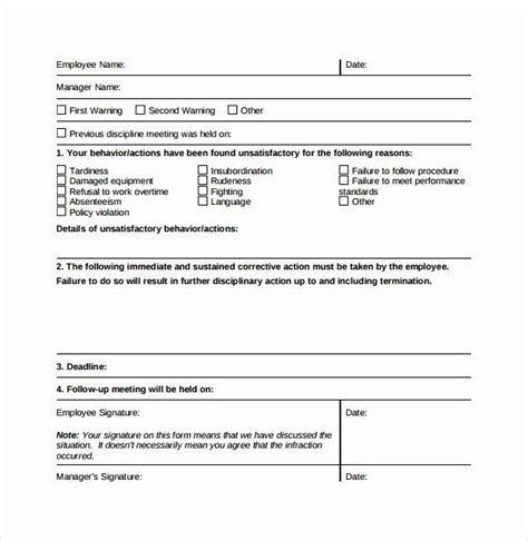 Free Printable Employee Write Up Form Awesome Sample Employee Write Up