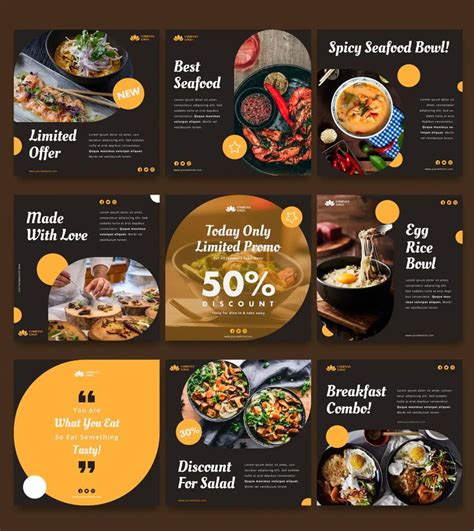 Restaurant Instagram Post Templates PSD Food Graphic Design Food