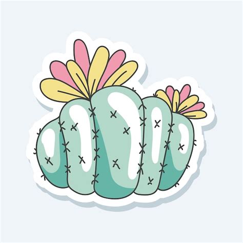 Premium Vector Actus Succulents Plant Cute Sticker Isolated Set Flat