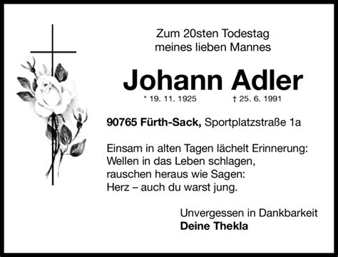 Traueranzeigen Von Johann Adler Trauer Nn De