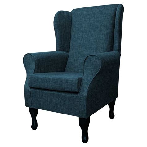 Standard Wingback Chair In A Lena Plain Marl Petrol Fabric Beaumont