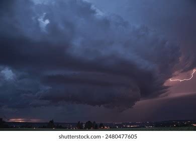 Impressive Supercell Thunderstorm Powerful Dramatic Structure Stock