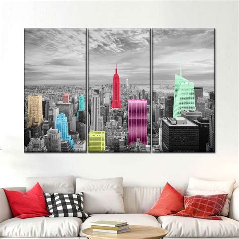 NYC Skyline Pop Multi Panel Canvas Wall Art | ElephantStock