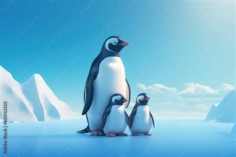 3d cartoon penguin family, cute cartoon penguin family, cartoon emperor ...