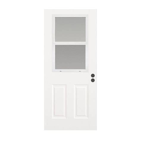 JELD WEN 32 In X 79 In Venting 1 2 Lite Primed Steel Front Door Slab