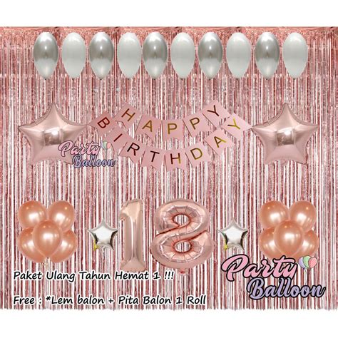 Paket Happy Birthday Murah Dekorasi Rosegold Paket Ulang Tahun